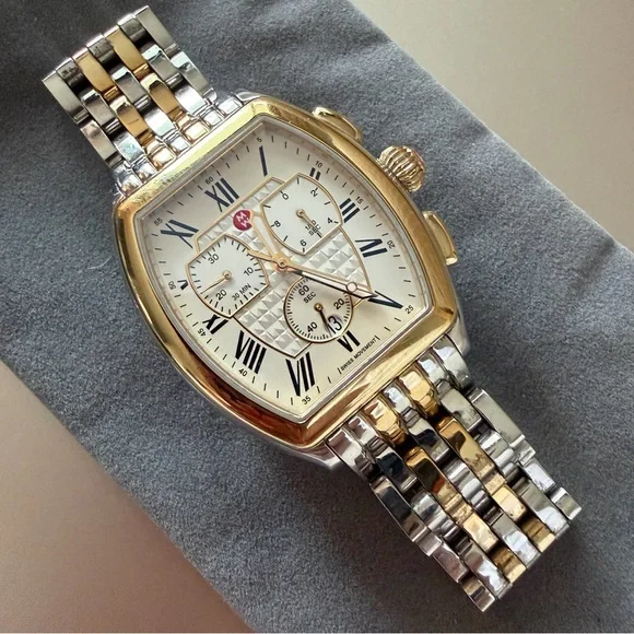 Michele Releve Two Tone Stainless and 18k Watch